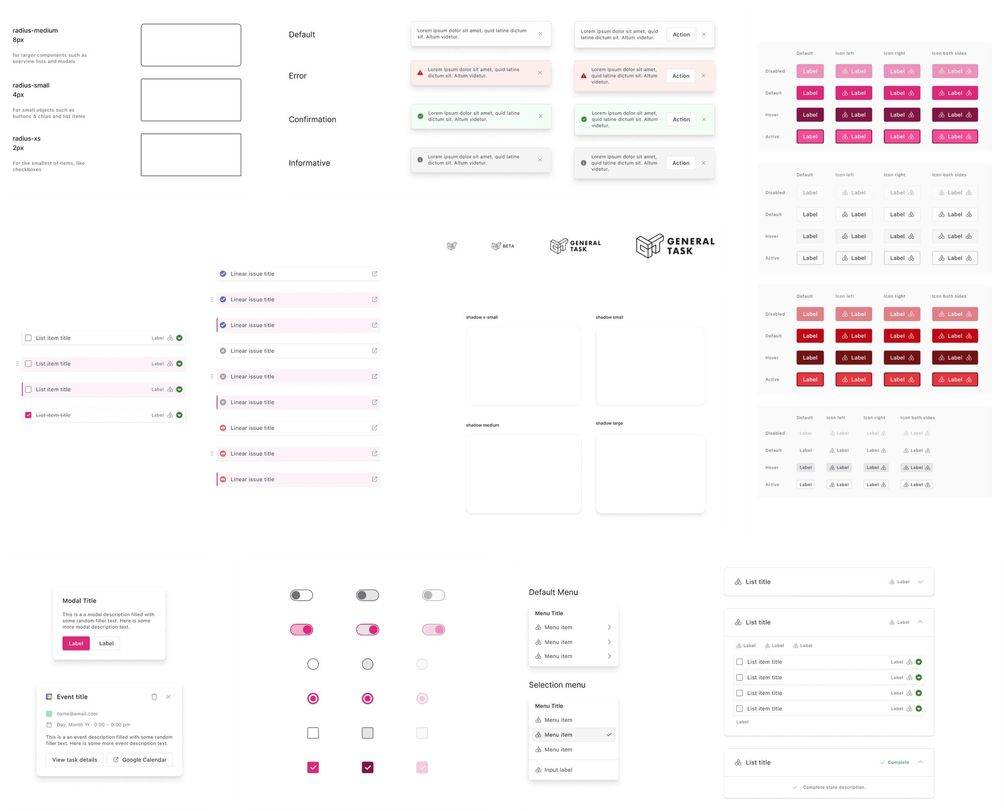 Typography scale and type styles
